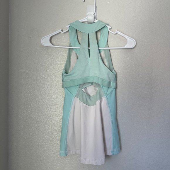 Lululemon Run Make It Count Tank Top Halter Neck Back Cutout White Mint Color S2 - Picture 5 of 9